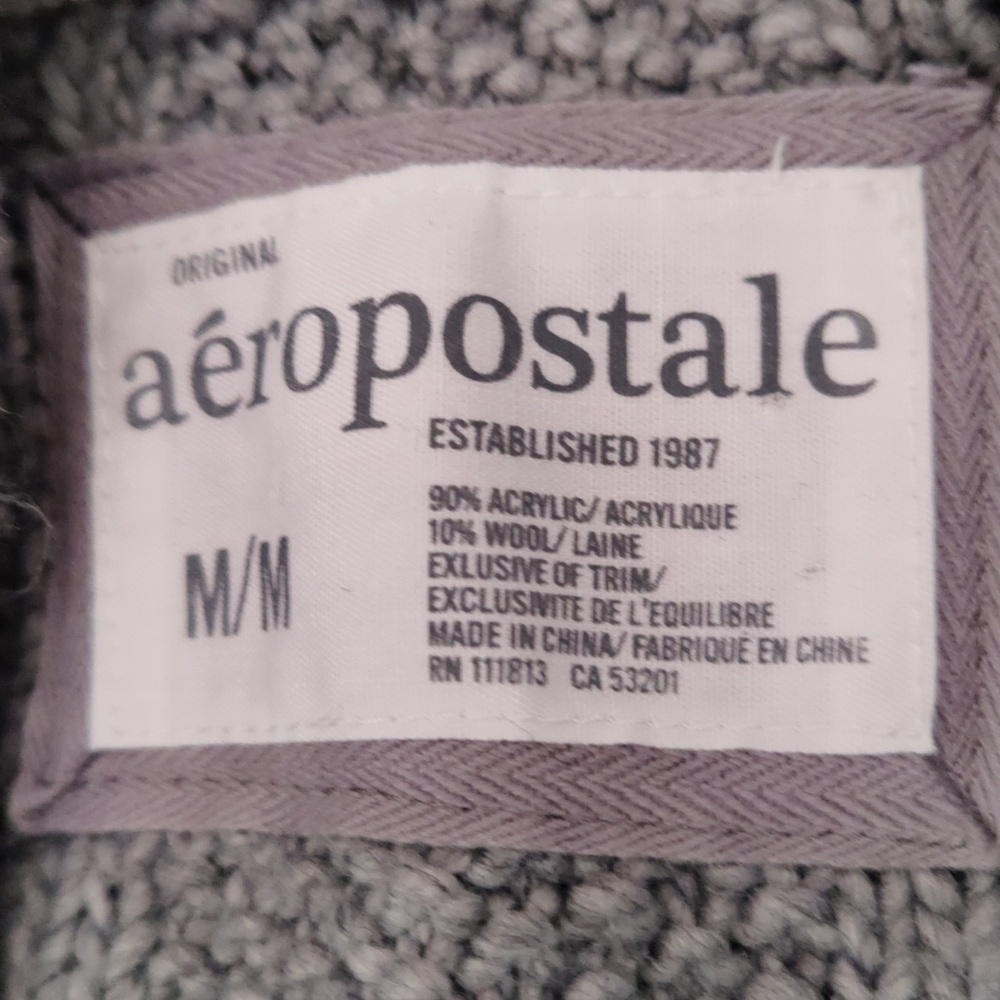 Aeropostale Y2K Cable Knit Short Sleeve Cardigan Gray Size Medium - Picture 5 of 7